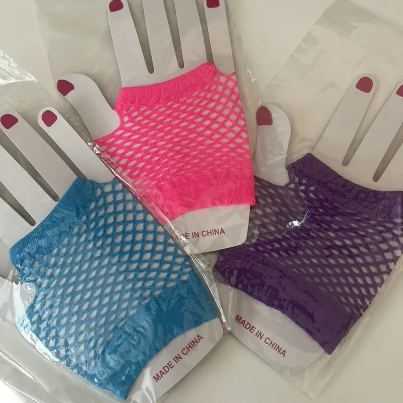 Women's Fingerless Fishnet Neon Colors Gloves 3 Bundle