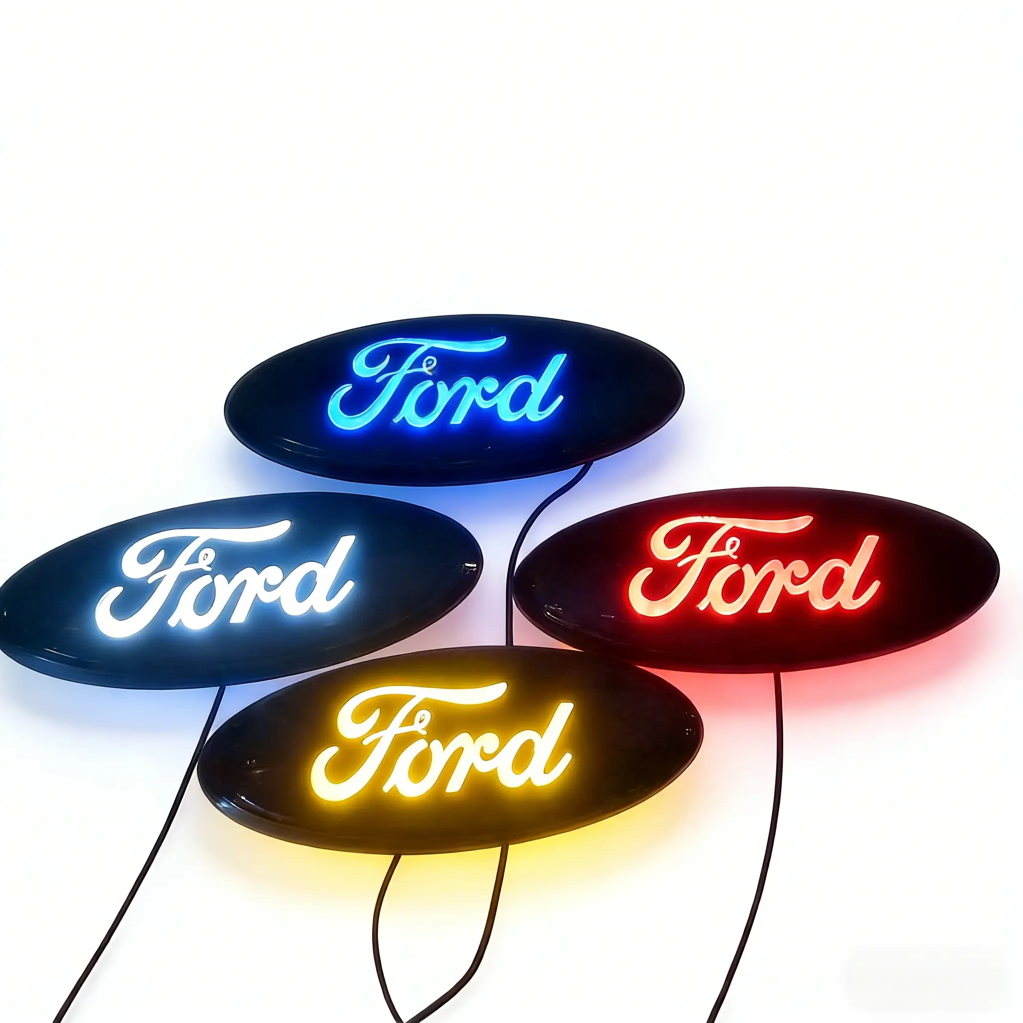 Ford-Compatible Multicolor Luminous LED Grille Emblem Light - ABS Plastic Auto Accessory, Car Exterior Stickers for Cars, Automotive Decoration, Cool Vehicle Decor