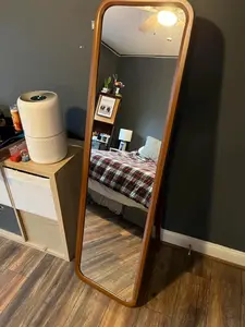 63"x18" Wood Full Length Hanging Mirror for Wall, Solid Wood Frame Full Body Mirror Decor Decorative