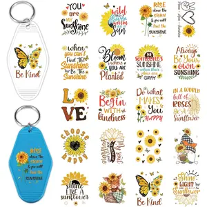 20pcs random UV DTF Stickers -20 Inspirational Transfer Stickers, Hotel Keychains, Flower Butterflies, Waterproof Hotel Stickers, Glass Water Bottle Cups, DIY Crafts, Therapist Gifts