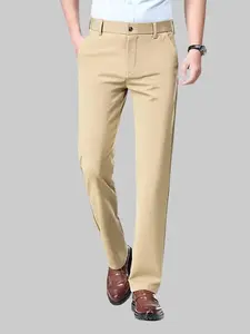 Men's Soft Breathable Khaki Chinos - Stretch Fabric for All-Day Comfort | Work & Daily Wear Trousers