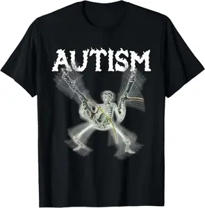 100% Cotton Autism Skeleton Meme Funny Men Women T-Shirt