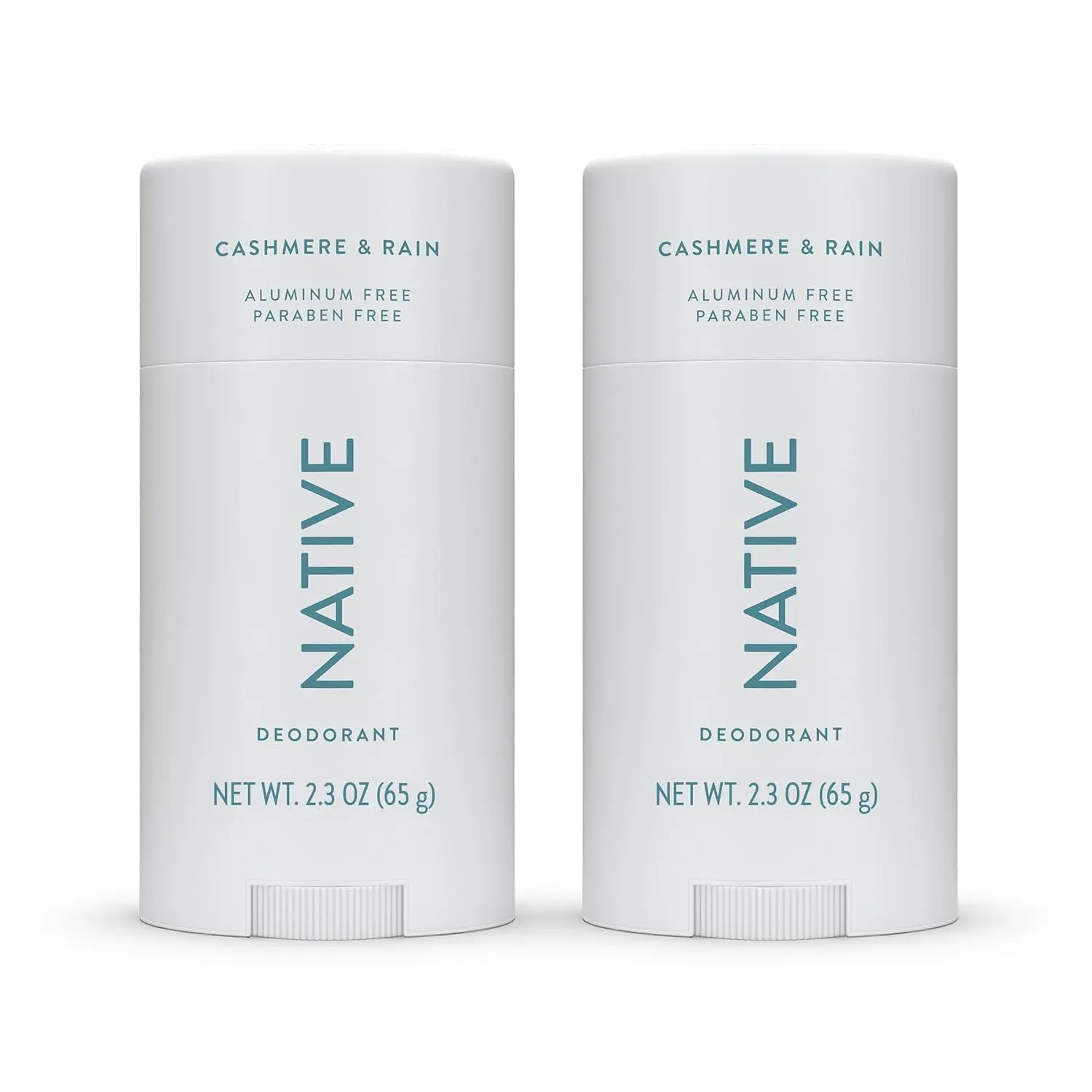 Native Deodorant Contains Naturally Derived Ingredients, 72 Hour Odor Control, Deodorant for Women and Men, Aluminum Free, Cashmere & Rain Scent 2.3 oz (Pack of 2)