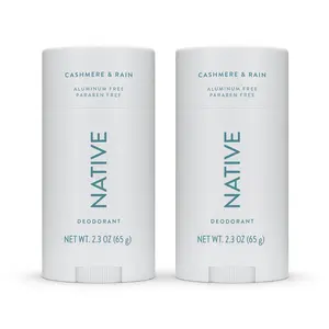 Native Deodorant Contains Naturally Derived Ingredients, 72 Hour Odor Control, Deodorant for Women and Men, Aluminum Free, Cashmere & Rain Scent 2.3 oz (Pack of 2)