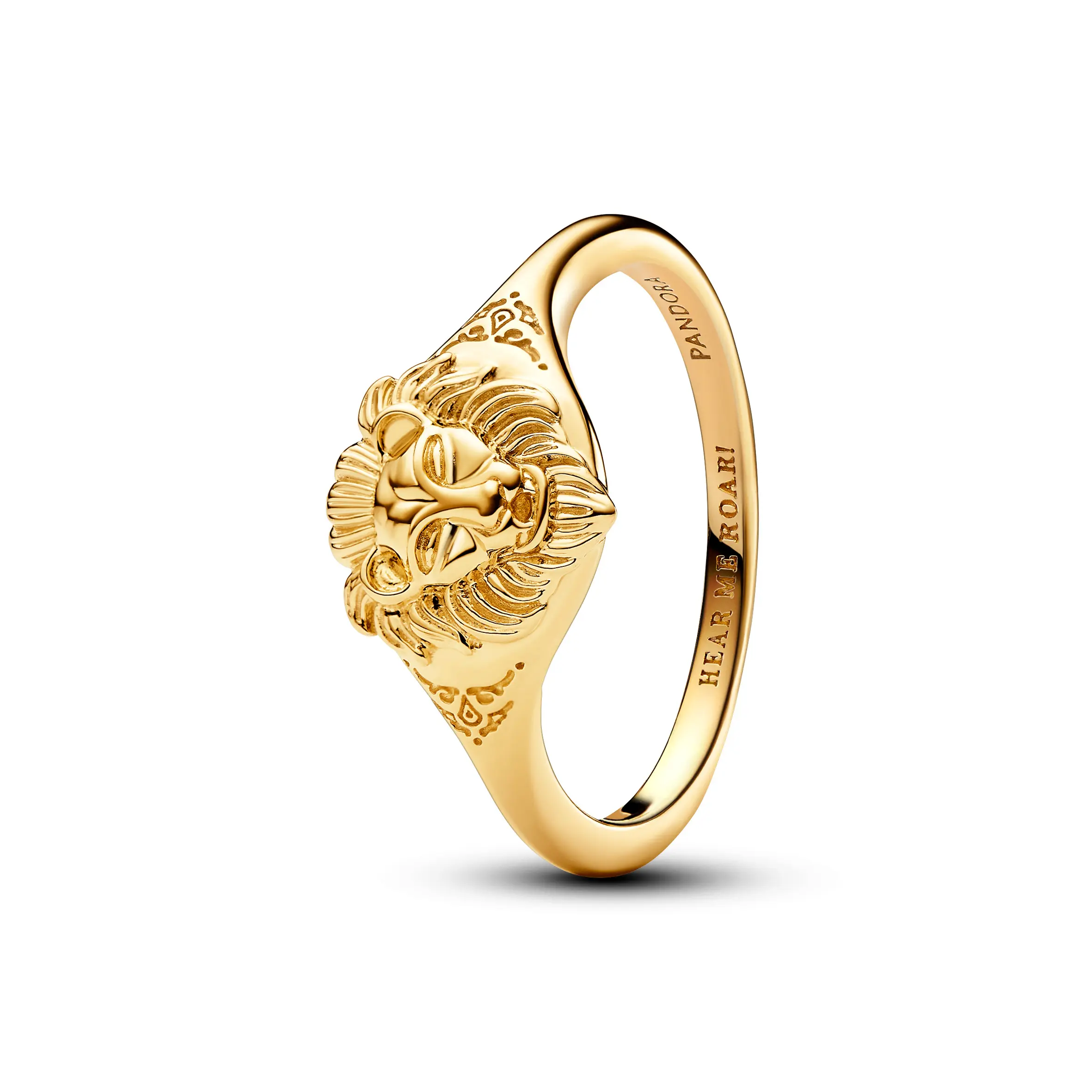 PANDORA Game of Thrones Lannister Lion Ring, 14kt Gold-Plated Bold Statement Jewelry, Engraved Collectible Fan Gift, Collectibles, 925 Stamp Silver Rings, Statement Silver Rings, Game Of Thrones Fan