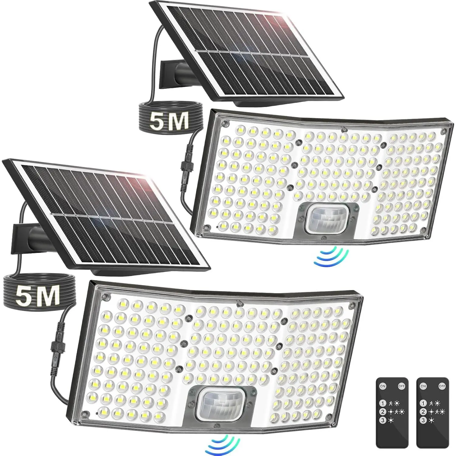 MATULSA 4/2 Pcs  Solar Motion Sensor Lights, LED Solar Flood Lights with Remote, 4000LM Dusk to Dawn Security Lights Separate Panel, 3 Modes/IP65/16.4FT Cable Outside Lighting for Yard Garage #SummerVibes,campingessentials,outdoorfurnitureset,campinggear