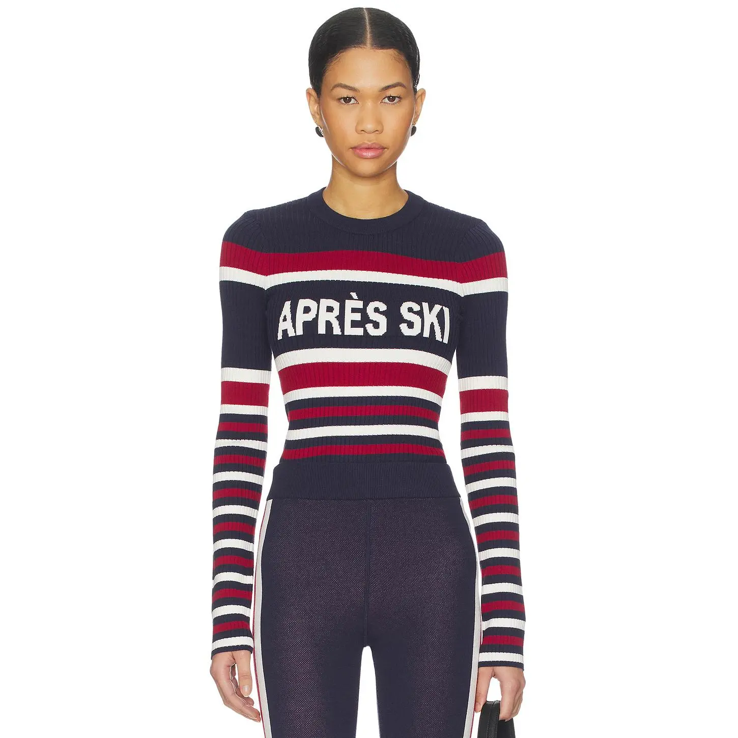 Show Me Your Mumu Slopes Sweater in Navy Apres Ski Stripe