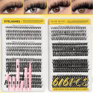 Self-Made False Eyelash Extensions, Natural Look with Dense Effect, Non-Toxic D Curl Lashes, Suitable for Home Use, Mixed Lengths