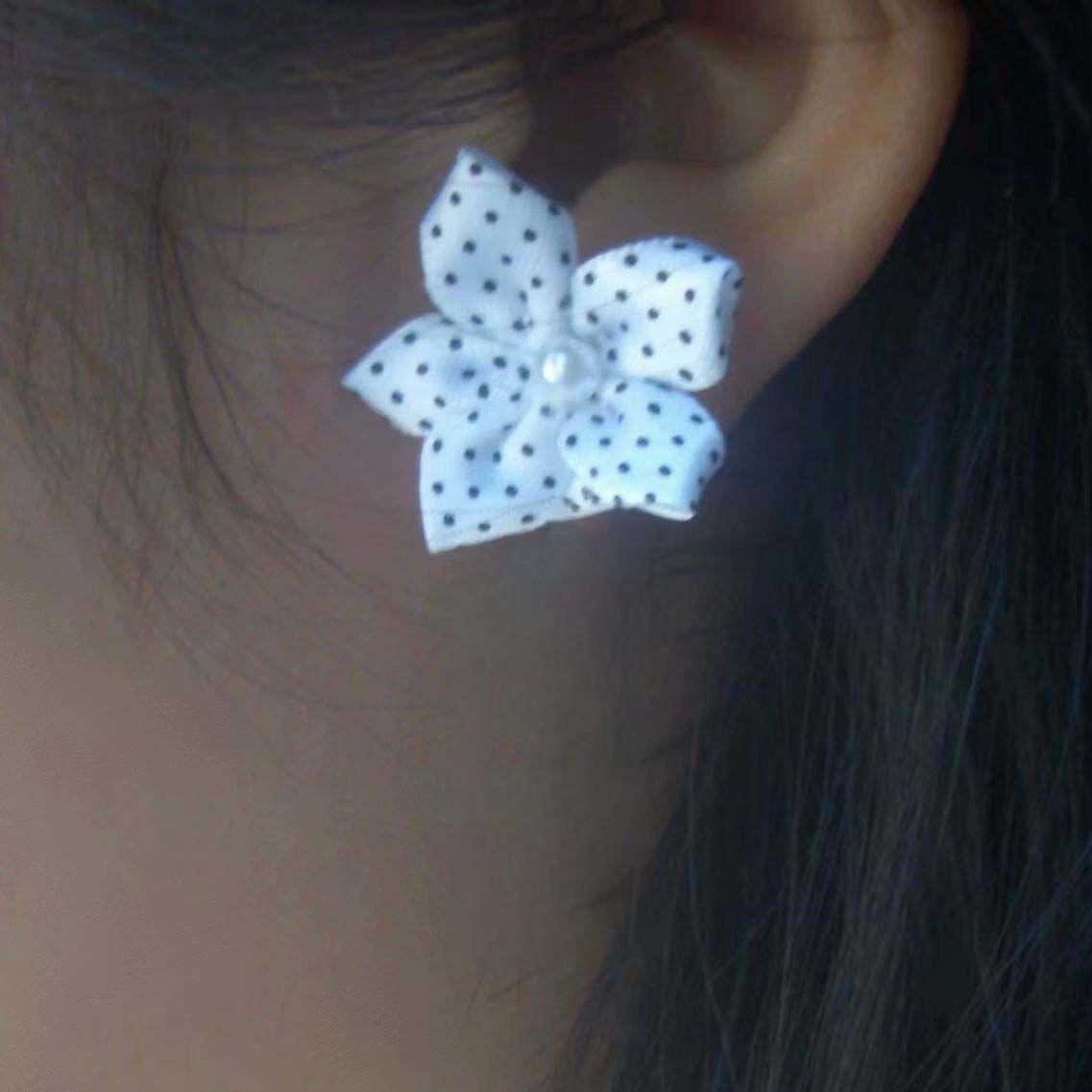 Cute Coquette Vintage Polka Dot Flower Treble Clef Earrings Sweet Aesthetic Daily Jewelry For Girls Perfect For Various Occasions