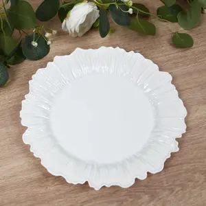 20-Pack 10" Plastic Dinner Plates – White Reef Design Party Plates – Elegant Disposable Tableware