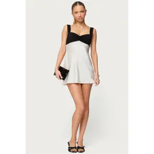Petite Contrast Satin Effect Mini Dress