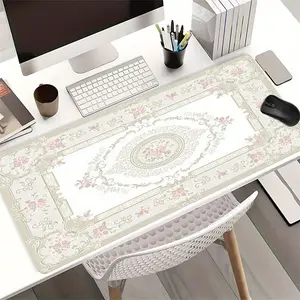 Vintage Floral Pattern Mouse Pad, Rectangle Gaming Mouse Pad, Non-slip Rubber Base Mousepad for Home Office Game Room Desk, Gaming Desk Accessory