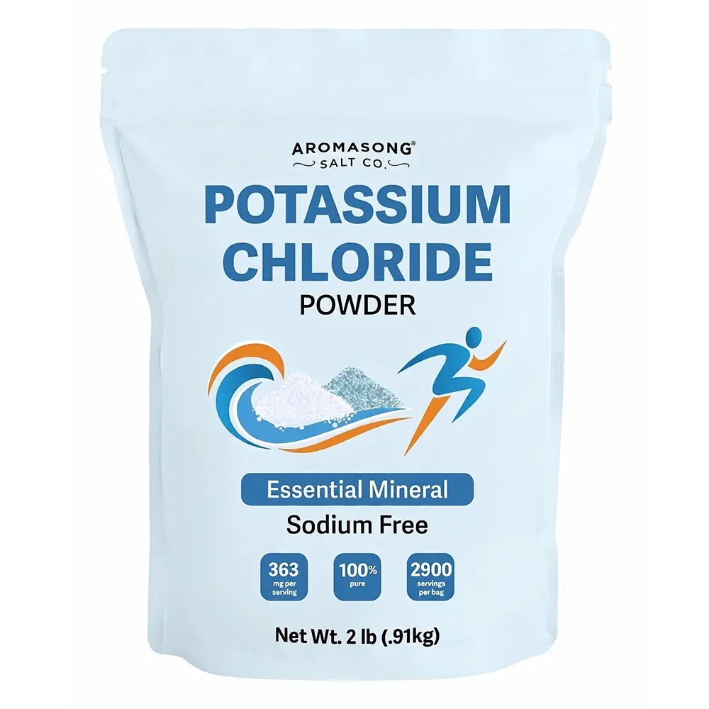 Aromasong Food Grade Potassium Chloride Powder - Unflavored Low Sodium Salt Substitute, Essential Electrolyte Supplement That Hydrates