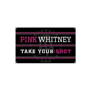 1 piece PINK WHITNEY TAKE YOUR SHOT Funny Flag Classical Tapestry Poster Banner For Bar Beer House College Dorm Room Man Cave Tailgates And Parties,Christmas Decor Multicolor