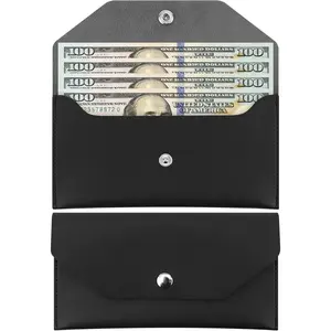 1 count  Saving Binder, Black PU Leather  Envelopes  Wallet,   Saving Binder for Wallets with  Envelope Tab Stickers for Bill Planner