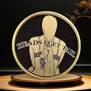 2PCS 4PCS   Laser-Engraved "Heads & Tails" Fun Good-Luck Challenge Coin – Portable Double-Sided Commemorative/Decorative Coin