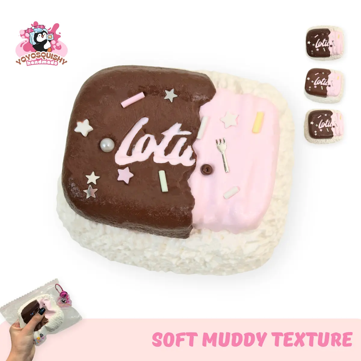 YOYOSQUISHY Chocolate Milk Brick Squishy Toy - Handmade Soft Muddy Texture, Taba Design - Oddly Satisfying Stress Relief Tool, Squeeze Stress Ball, Soft Squishy Companion for Fun Play, Squishies Fidgets