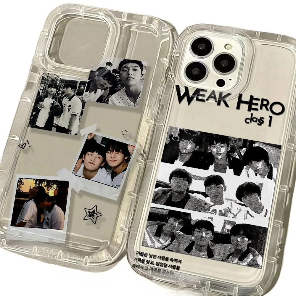 Trendy Fashion Weak Hero Class Phone Cases For iPhone 17 16 15 14 13 12 11 Promax Pro Air Plus Airbag Anti Fall Clear Transparent Shockproof Cover Protection Gifts For Christmas Halloween Birthday