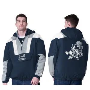 NFL Dallas Starter Men's Crinkle Half Zip Retro Pullover Jacket