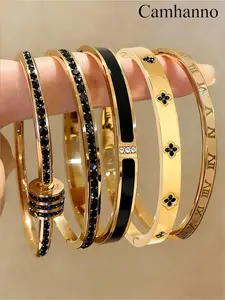 5-piece lightweight, luxurious, and elegant 304 stainless steel bracelet set, Bangles Bracelets Set, Elegant Jewelry Bracelet, in a sweet love style, perfect for dates, parties, and daily commutes—ideal for expressing affection