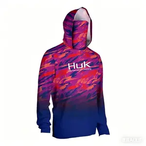 Men's Professional Fishing Hoodie - UPF 50+ Sun Protection, UV-Resistant, Fast-Drying Long-Sleeved, Hooded with Face Mask, Breathable Sun Protection Shirts for Outdoor Wear