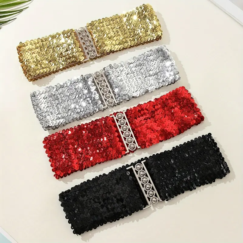 Yu Lin Bright Sequins Elastic Decorative Belt, Belts