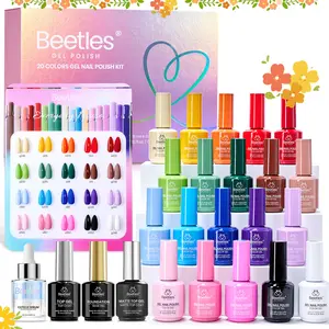 [Exclusive to TTS]Beetles Gel Polish Set -  20 Colors 15 ML Everyday Muse Polish Set with Base Top Matte Coat & Cuticle Oil Pink Red Blue Purple Brown Yellow Green Black White Colors Nails Gifts for Women