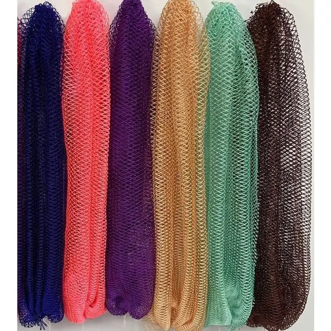 2-Pack Drawstring African Net Bath Scrubber, Nylon-Polyester Blend Strap-Attached Exfoliating Mesh Sponge, Smooth Pain-Free Back Scrubber, Quick Foaming Bath Tub Accessories for Sauna & Daily Shower