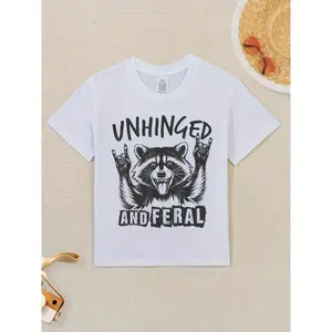 Funny Raccoon Unhinged and Feral Toddler Boy Girl Rock Funny Awesome Graphic Kid TShirt Fashion Kid T Shirts Streetwear Tees Tops for Kid