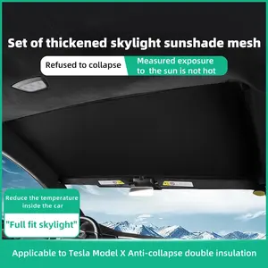 for Tesla Model X 2019-2024 Front Shading Net Glass Roof Sunshade Car Skylight Blind Shading Net Car Accessories