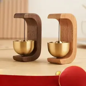 Magnetic Wooden Doorbell, Dopamine Style Iron Bell, Traditional Copper Ring, Shop Entrance Reminder, Durable Wood Construction, Unique Magnetic Feature, Home, Modern, Interior