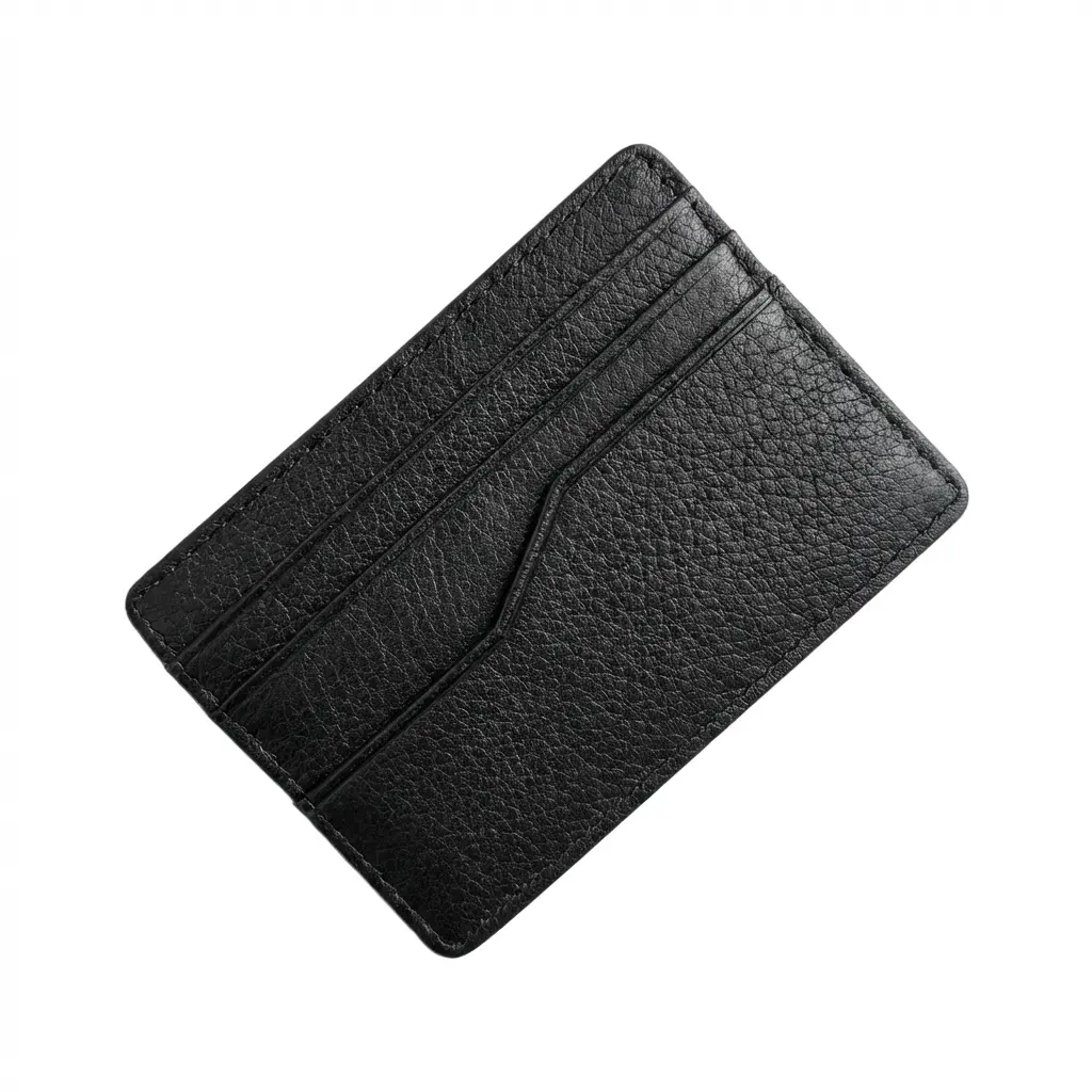 Men's Full Grain Genuine Leather Slim Card Holder Wallet - 6 Slots, Minimalist Front Pocket, Durable Leather Wallet, Unisex Gift (Black/Red), Leather Wallets, Durable Wallet