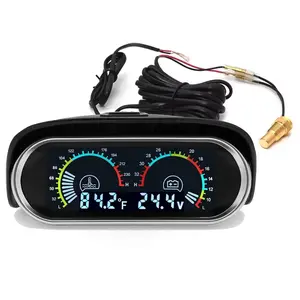 Digital 2-in-1 Water Temp & Voltage Gauge Set with 1/8 NPT Sensor for Car, Truck, Marine, RV