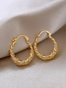 Women's Elegant Twist Design Hoop Earrings, Dainty Lightweight Hoops, Fashion Jewelry for Party, Daily Clothing Decor, Trendy All-match & Exquisite Jewelry for Birthday Gift, Bridesmaid Jewelry, High Quality Earrings