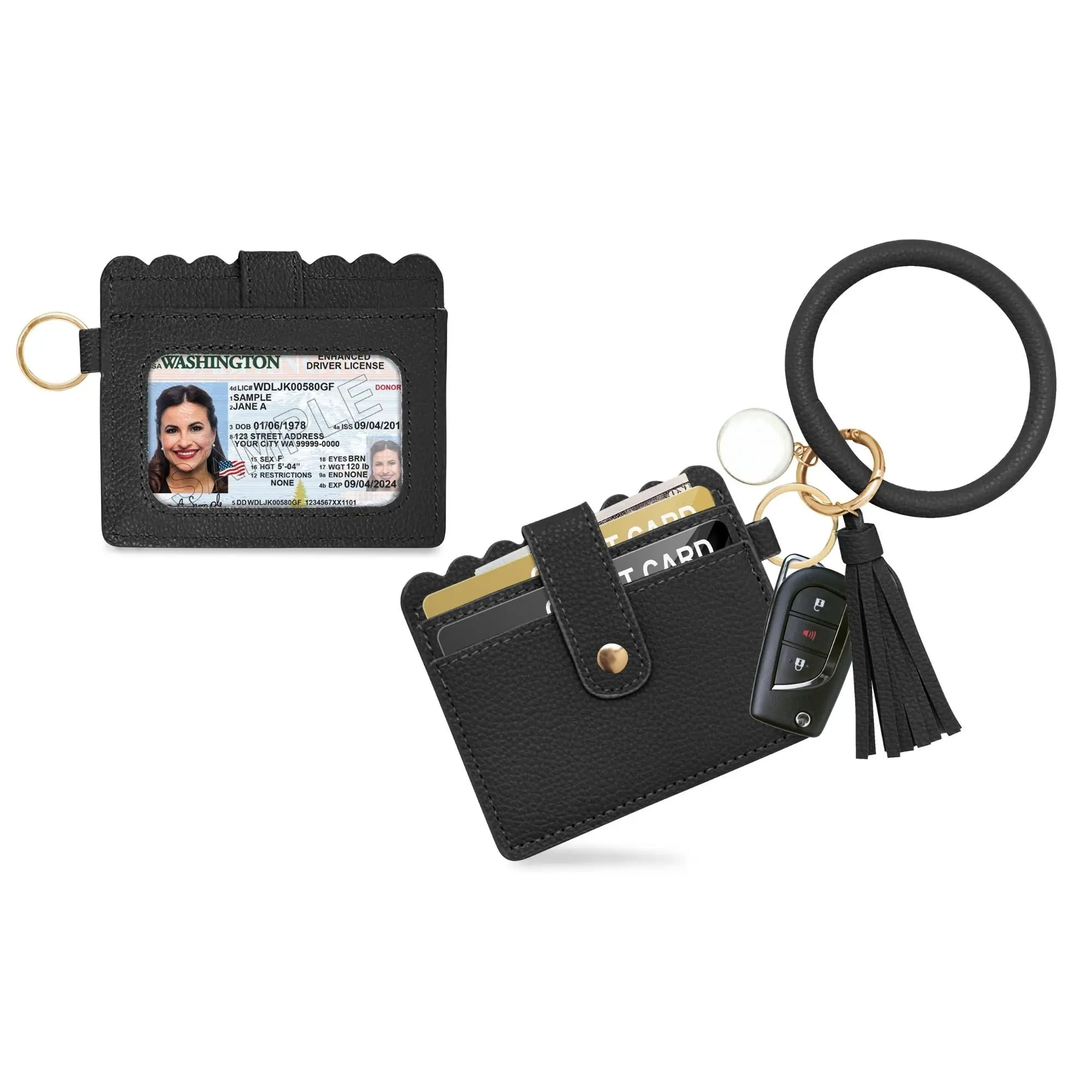 Bangle Keychain Ring with Credit Card Holder
