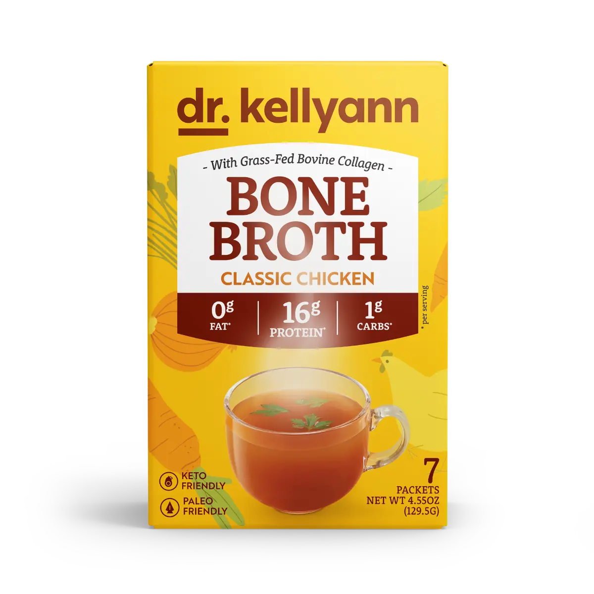 Dr. Kellyann's Bone Broth  - 1 Pack, High Protein, Low Carb, Keto & Paleo Friendly, 16g Protein, 0g Fat, 70 Calories, all Flavors
