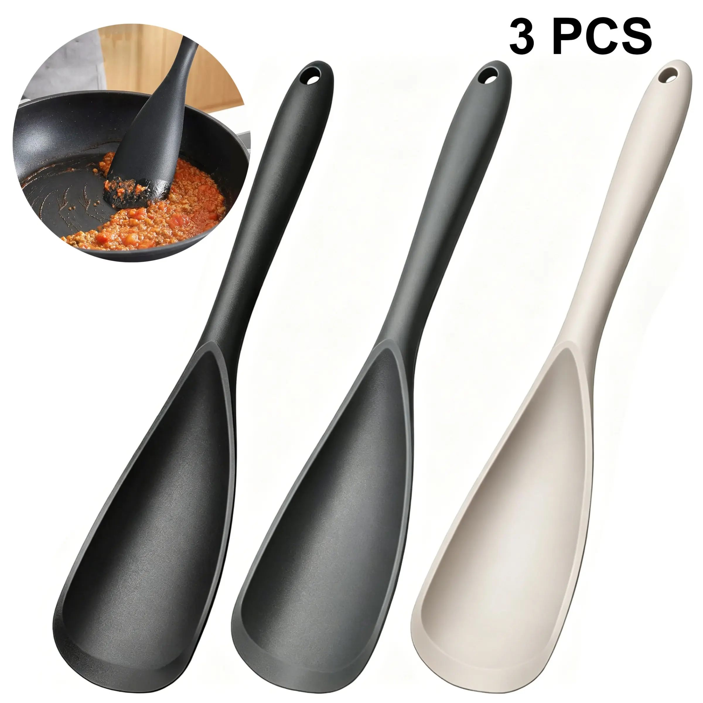 3 PCS Silicone Spatula Set, Cooking Utensils, Multifunctional Spatula Spoon, Cooking Spatula & Spoon for Nonstick Cookware, Food Grade Rubber Spatula, Spoonula for Baking, Cooking, Mixing, One-Piece Formed, BPA-Free, Dishwasher Safe