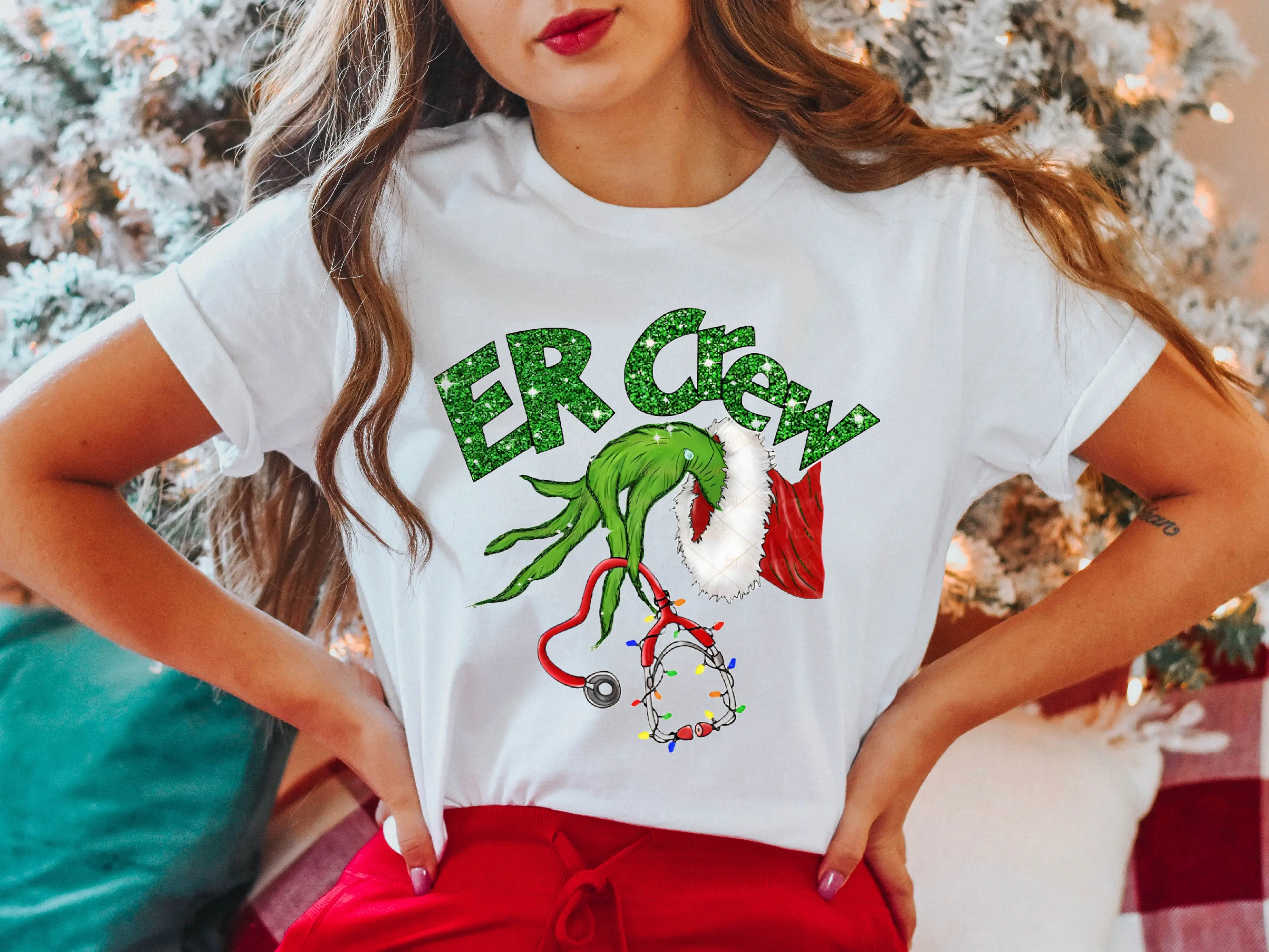 Emergency Room Crew T-Shirt, Registered Nurse Shirt, Christmas Gift Tee, Emergency Medicine Tee, Nurse Christmas Shirt, Er Xmas  Short Sleeve.
