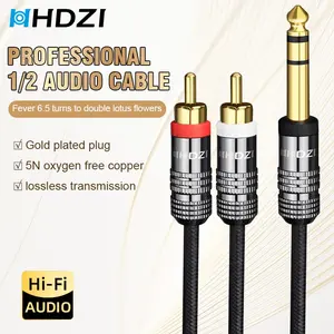Hhdzi Y-Type Rca Audio Cable, Gold-Plated Connectors, 5n Oxygen-Free Copper, High-Fidelity Sound, Ideal for Mixers, Amplifiers, Home Audio