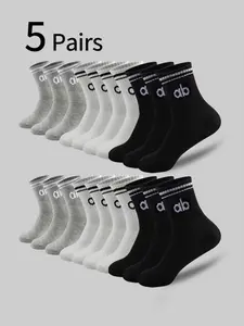 Unisex High-Top Socks Set, Casual Letter Print Long Socks Fit, Comfortable Breathable Soft Fabric, All Season Everyday Wear, College Fashion Style