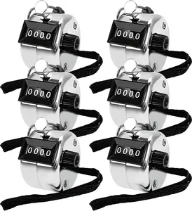 6 Pack Clicker Counter, Hand Tally Counters Clicker with Black Nylon Lanyard, 4 Digit Display Pitch Counter for Knitting, Coaching, Golf, Lap,Fishing,Umpire, Baseball, Row