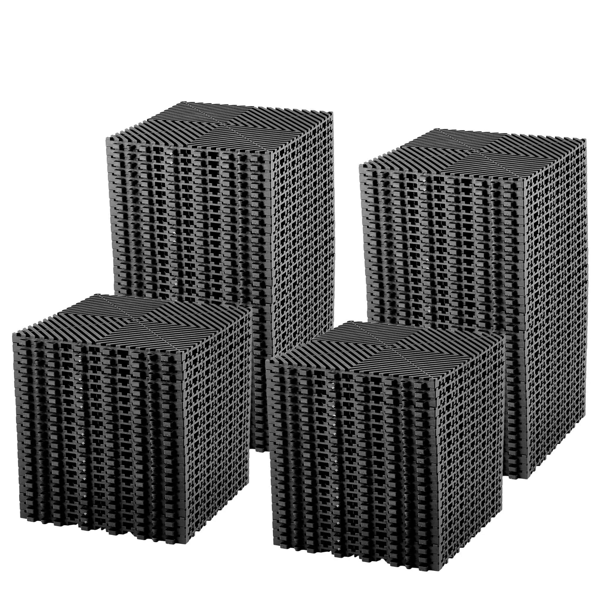 100 Pack Interlocking Floor Tiles, 12"X12" Soft PVC Non-Slip Mats with Drainage Holes, Modular Cushion Flooring for Kitchen Bathroom Patio Pool Deck Garage Gym, Waterproof Easy to Clean, Black