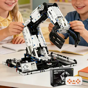 KIDGENIUS STEM RC Mechanical Arm Building Blocks for Kids 8-12 2.4G Wireless Control Safe Eco-friendly Materials Educational Gift for Engineering Creativity
