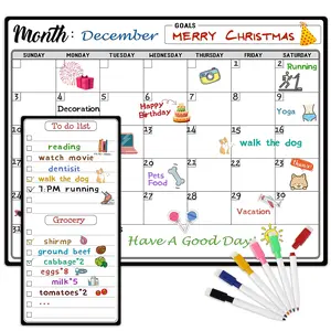 Magnetic Reusable Fridge Calendar Whiteboard 15x11 Inch Monthly Organizer with 6 Markers & Today List for Family Planning