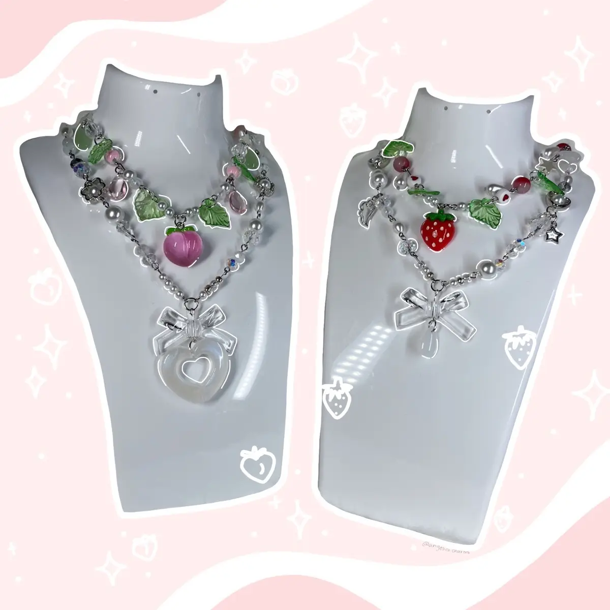 Strawberry and Peaches Necklace Female Female Female Female