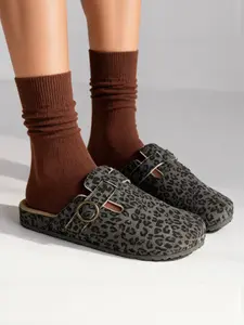 Elegant Fashion Women's Slip-On Slippers, Leopard Pattern Slippers, Leopard Print Slippers, Comfortable Soft Sole, Casual Daily Wear, Suitable for All Seasons, Home, Walking, Commuting