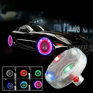 wheel light cap RGB car solar flashing lights wheel tire lights decoration seven color flashing LED light cap accessories Car Parts
