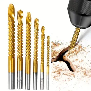 6Counts Metalworking Ldeal For Drilling,Titanium-Plated High Speed Steel Drill Bits Set for,Screwing,Boring,Carving,Cutting & Polishing.