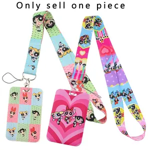 Cute Cartoon Magical Girl Neck Straps Lanyard Keychain Student ID Card Pass Gym Mobile Phone Chain Women Hang Rope Key Ring Badge Holder Heart Design Keychain