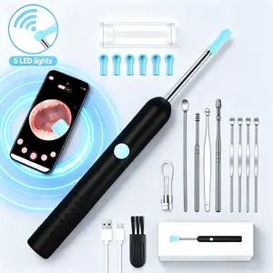 HD Wireless Visual Ear Spoon with 6 LED Lights, Bluetooth-WiFi Connection, Portable Ear Wax Removal Tool for Adults and Pets Remover Earwax Cleaning Stick